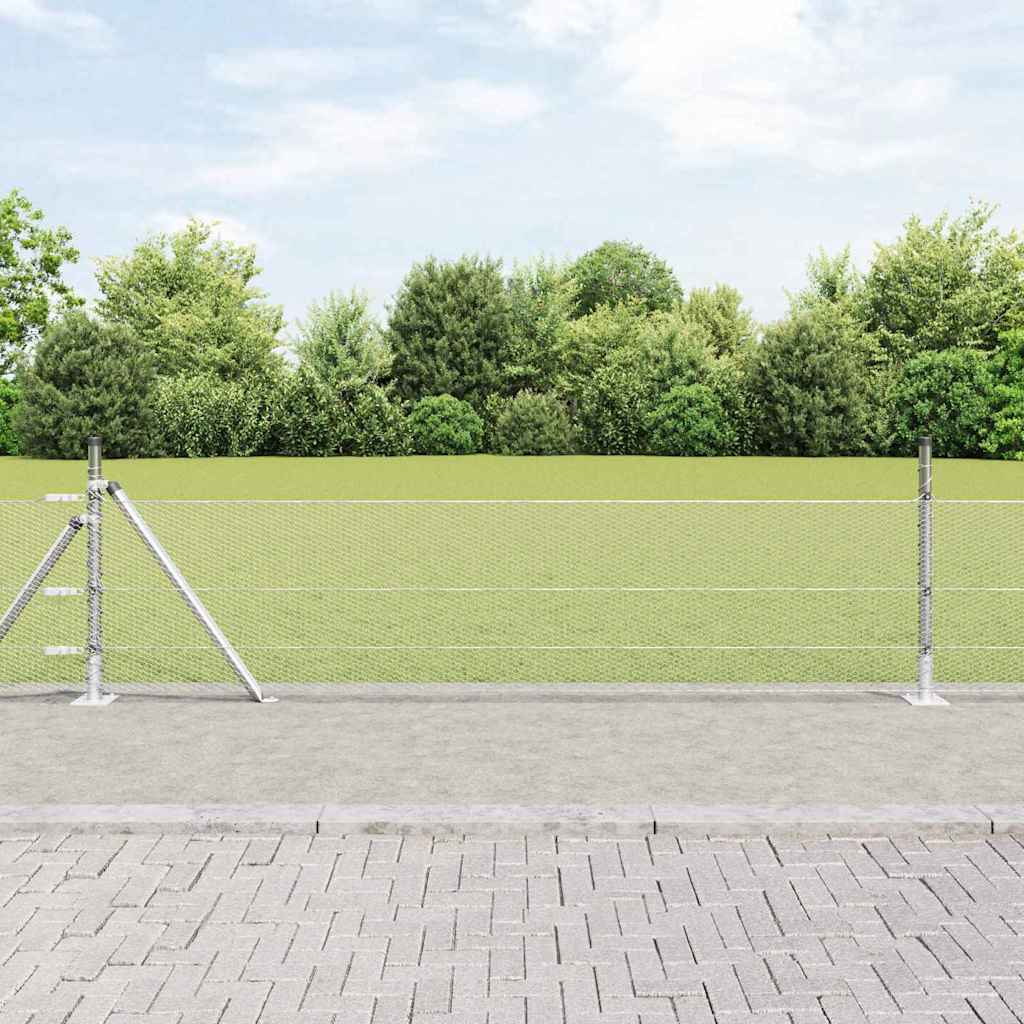 vidaXL Hexagonal Fence with Concrete Base 10 x 0.5 m Galvanised Steel 1