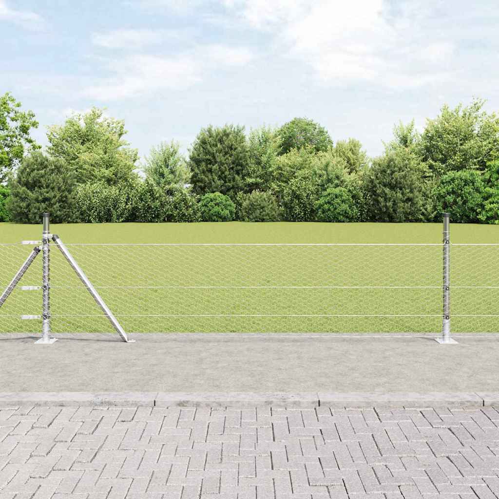 vidaXL Hexagonal Fence with Concrete Base 10 x 0.5 m Galvanised Steel 1