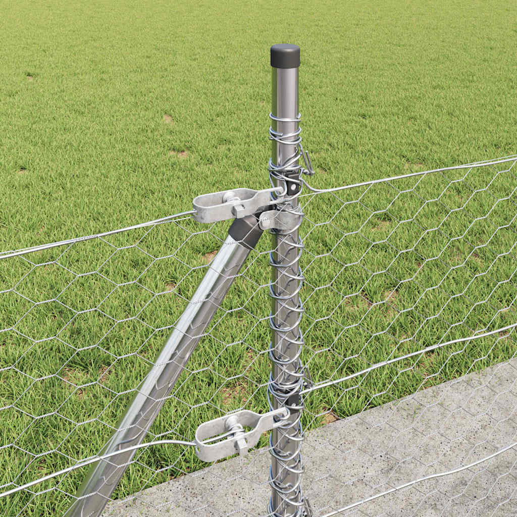 vidaXL Hexagonal Fence with Concrete Base 10 x 0.5 m Galvanised Steel 5