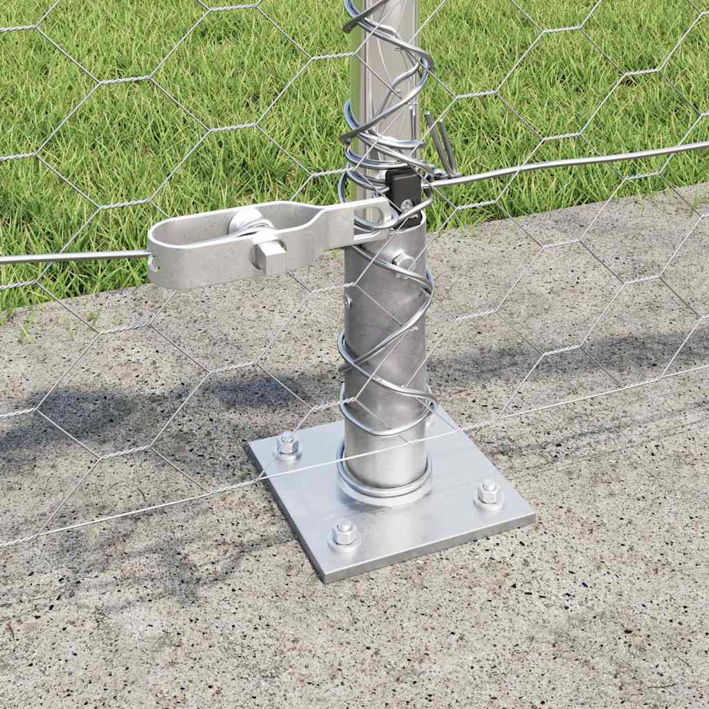 vidaXL Hexagonal Fence with Concrete Base 10 x 0.6 m Galvanised Steel 4
