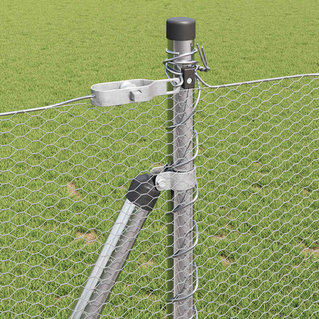 vidaXL Hexagonal Fence with Concrete Base 10 x 0.8 m Galvanised Steel 5
