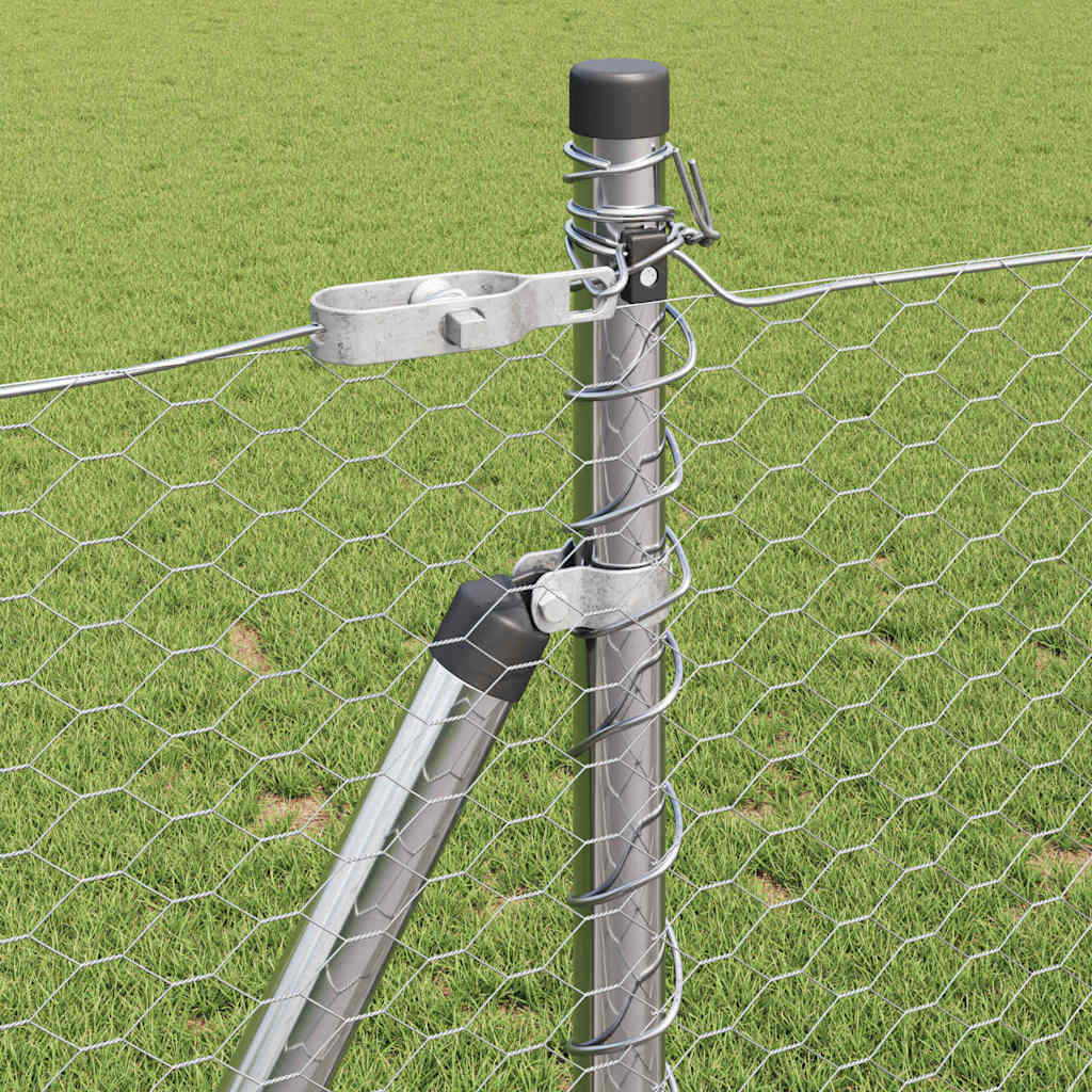 vidaXL Hexagonal Fence with Concrete Base 10 x 1 m Galvanised Steel 5