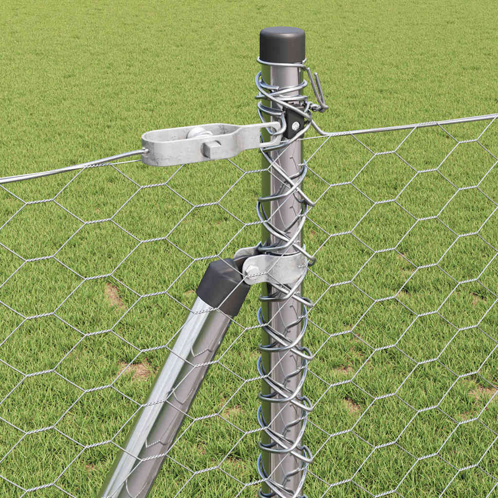 vidaXL Hexagonal Fence with Concrete Base 10 x 1 m Galvanised Steel 5