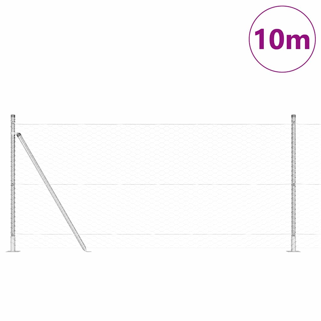 vidaXL Hexagonal Fence with Concrete Base 10 x 1 m Galvanised Steel 3
