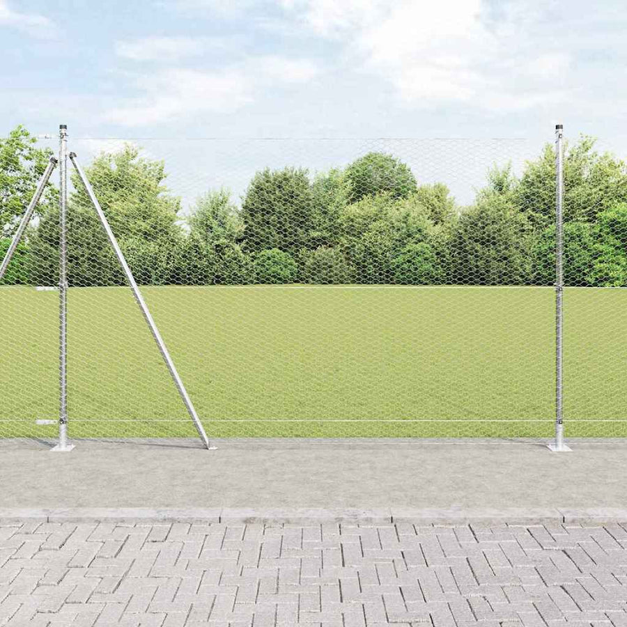 Hexagonal Fence with Concrete Base Galvanised Steel