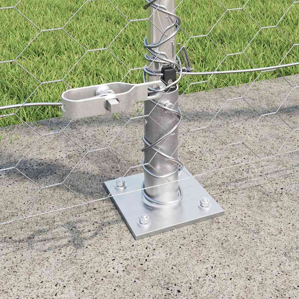vidaXL Hexagonal Fence with Concrete Base 10 x 1.4 m Galvanised Steel 4