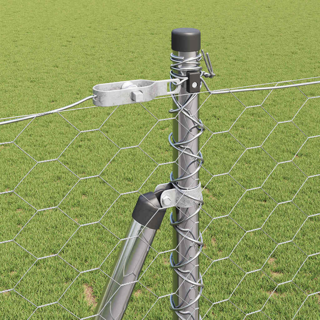 vidaXL Hexagonal Fence with Concrete Base 10 x 1.4 m Galvanised Steel 5