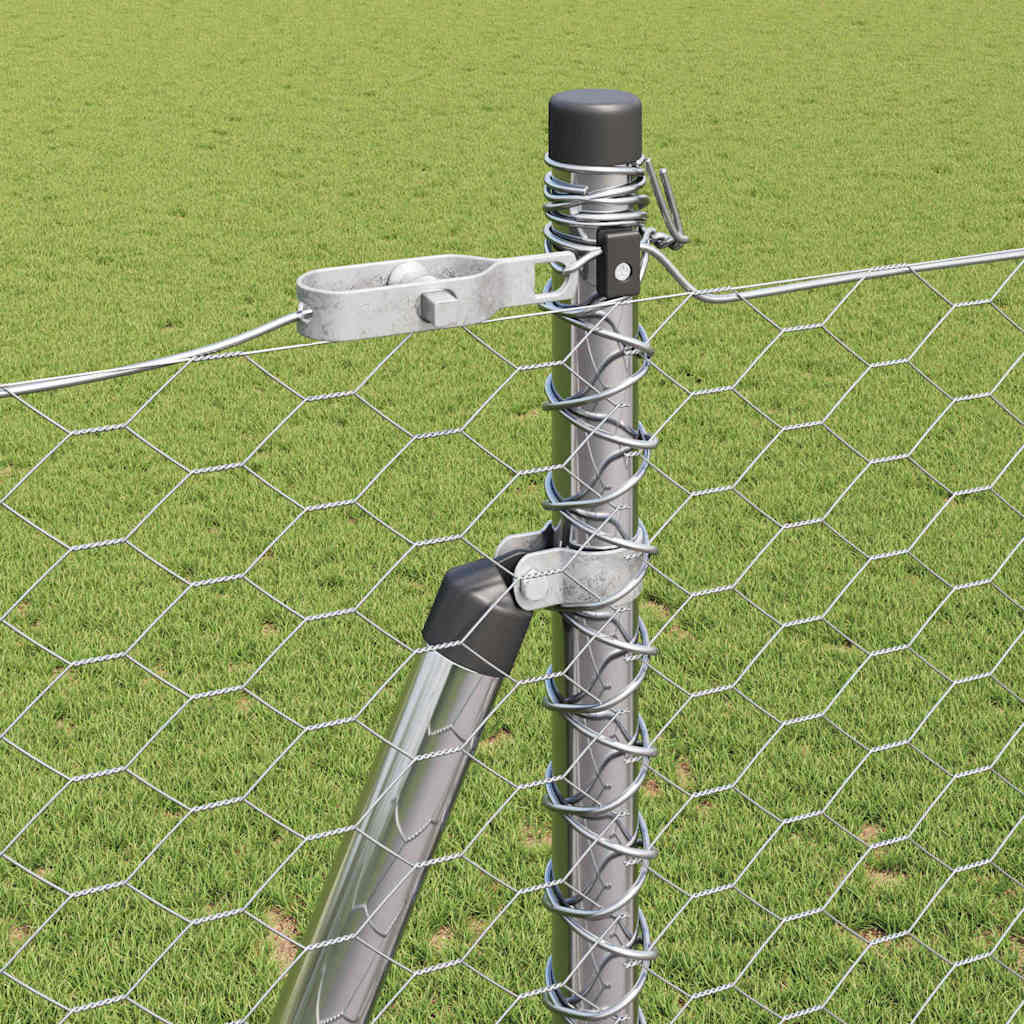 vidaXL Hexagonal Fence with Concrete Base 10 x 1.5 m Galvanised Steel 5