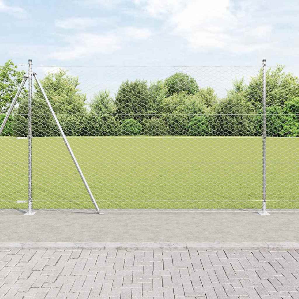 vidaXL Hexagonal Fence with Concrete Base 10 x 1.5 m Galvanised Steel 1