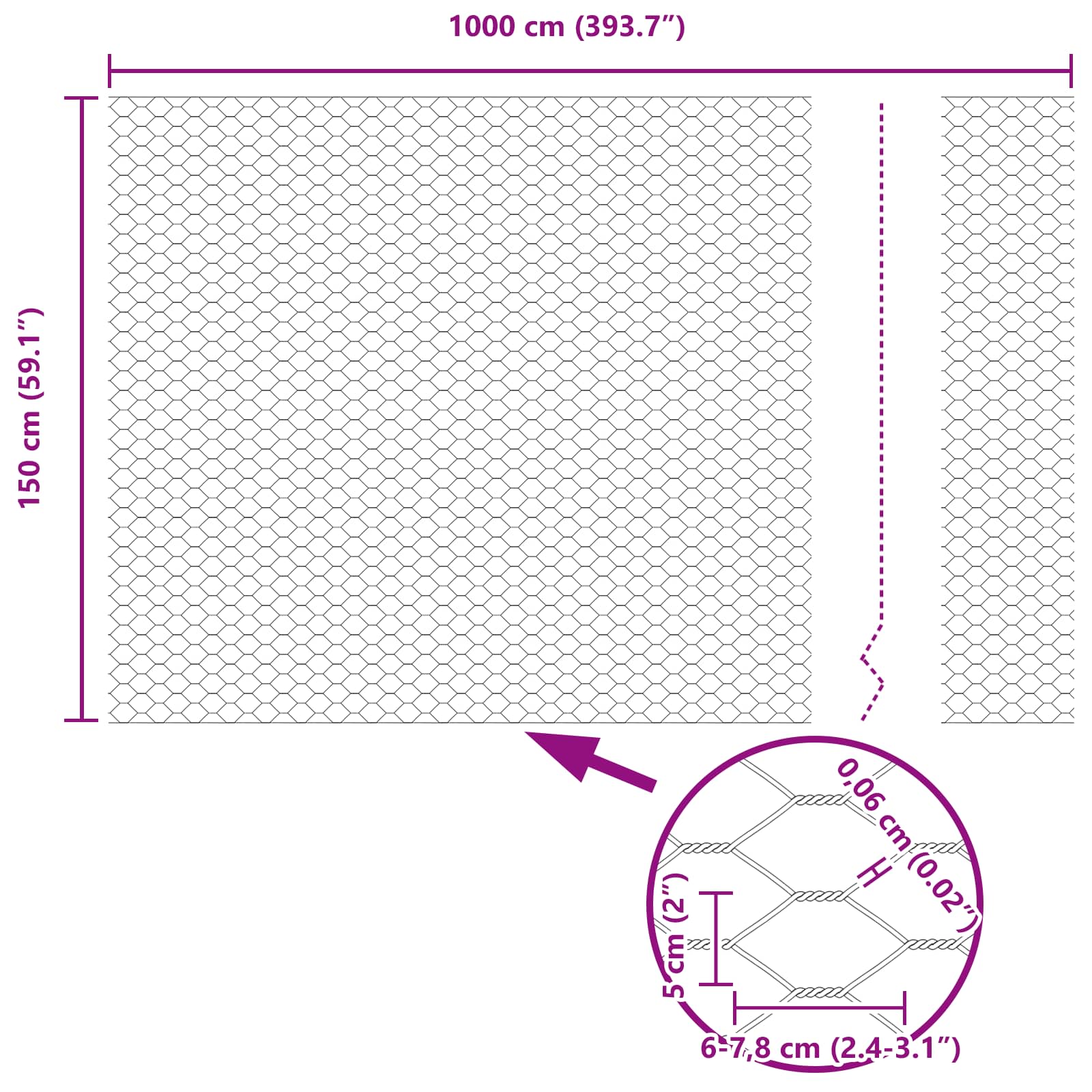 vidaXL Hexagonal Fence with Concrete Base 10 x 1.5 m Galvanised Steel 6