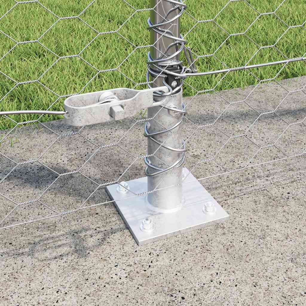 vidaXL Hexagonal Fence with Concrete Base 10 x 1.6 m Galvanised Steel 4