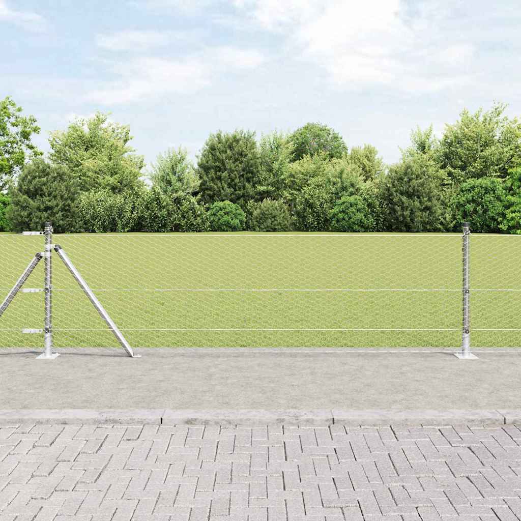 vidaXL Hexagonal Fence with Concrete Base 25 x 0.6 m Galvanised Steel 1