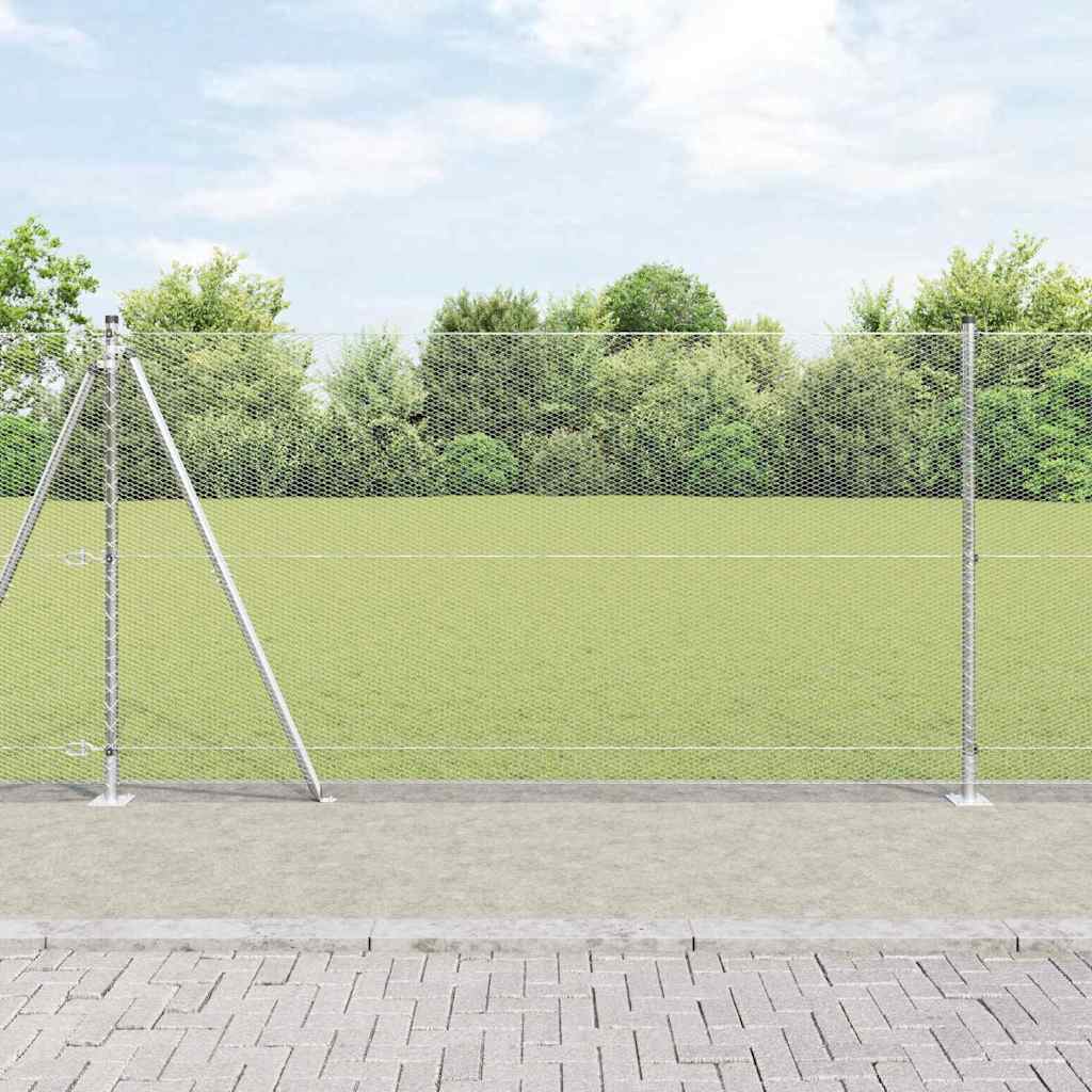 vidaXL Hexagonal Fence with Concrete Base 25 x 1 m mesh Size 13 mm mesh Galvanised Steel