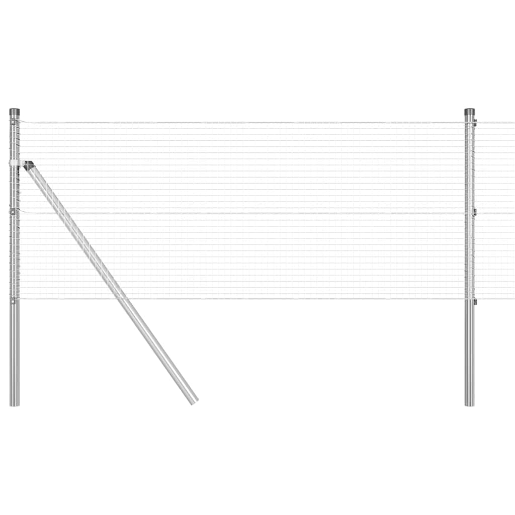 vidaXL Welded Wire Fence Ground Fix 10 x 0.5 m Galvanised Steel Silver 2