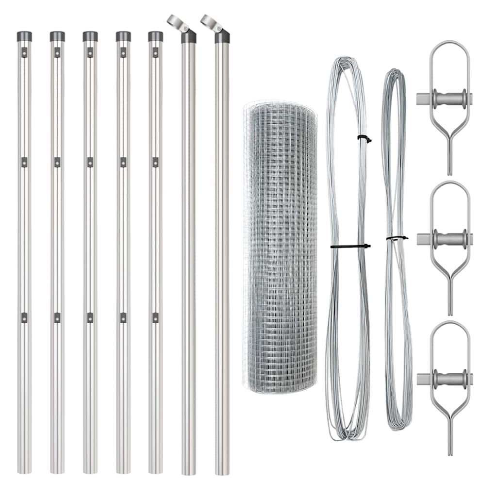 vidaXL Welded Wire Fence Ground Fix 10 x 0.5 m Galvanised Steel Silver 5