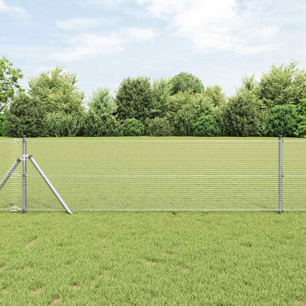 vidaXL Welded Wire Fence Ground Fix 10 x 0.6 m Galvanised Steel Silver 1