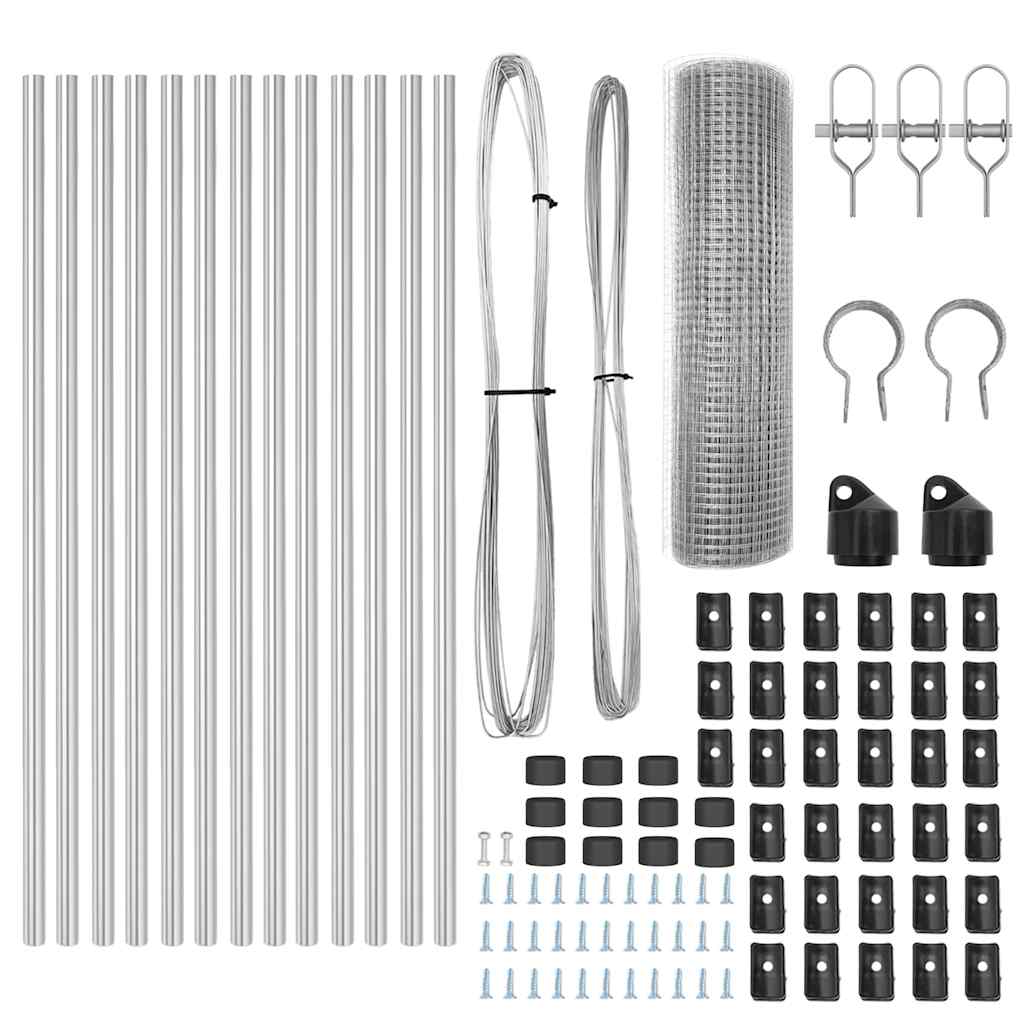 vidaXL Welded Wire Fence Ground Fix 25 x 0.6 m Galvanised Steel Silver 6