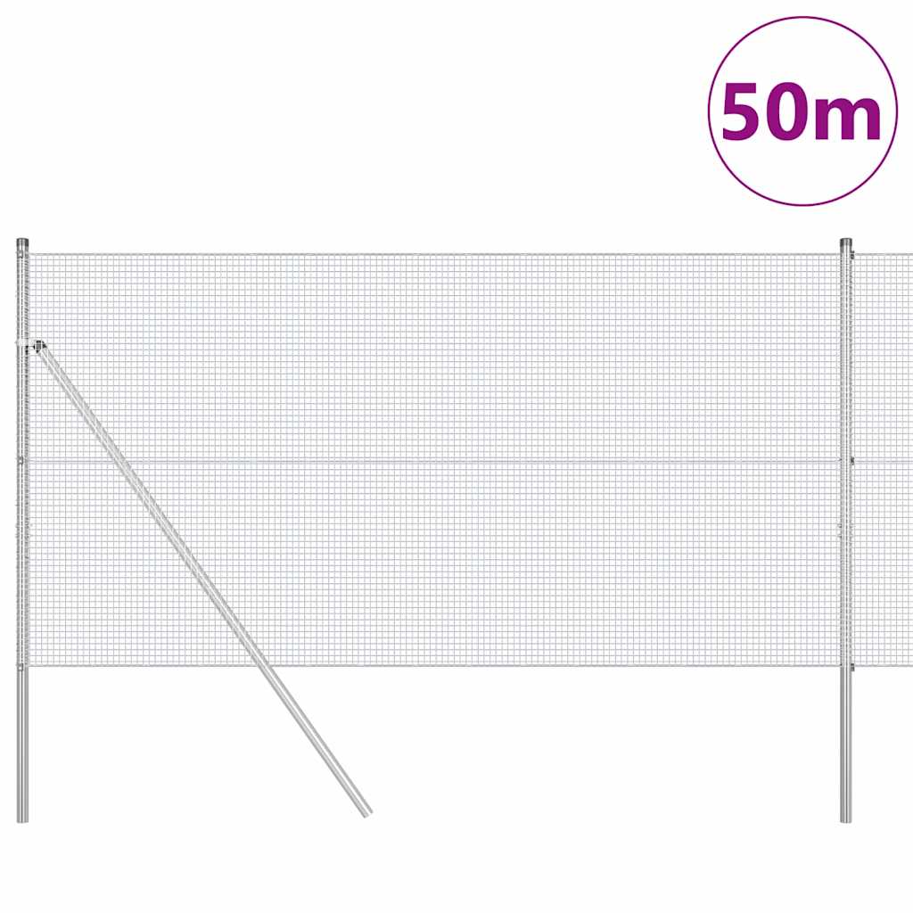 Welded Wire Fence Ground Fix 50 x 1 m Silver Galvanised Steel mesh Size 1.6 x 1.6 cm mesh 1 m