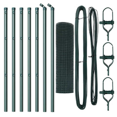 vidaXL Welded Wire Fence Ground Fix 10 x 0.8 m PVC-Coated Steel Green 5