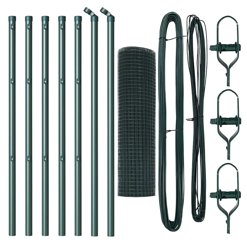 vidaXL Welded Wire Fence Ground Fix 10 x 0.8 m PVC-Coated Steel Green 5