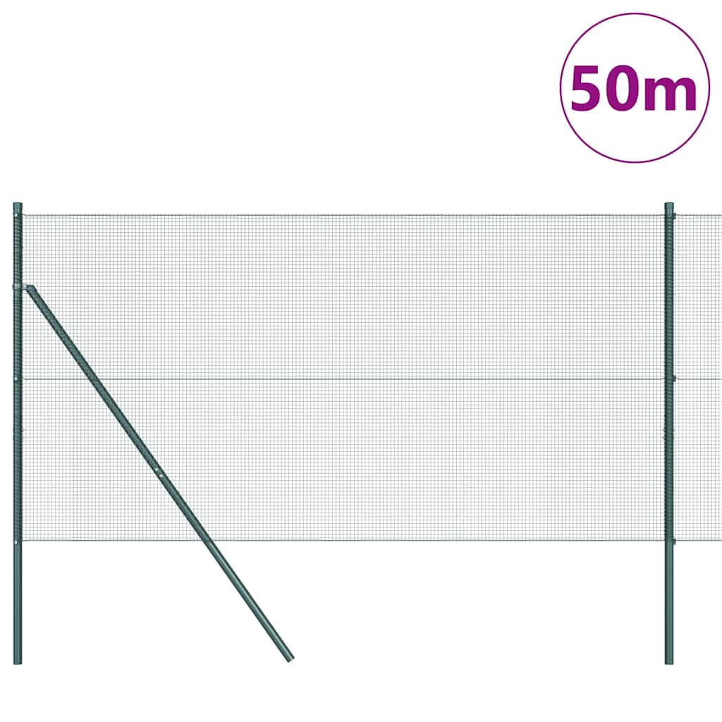 Welded Wire Fence Ground Fix 50 x 1 m PVC-Coated Steel Green mesh Size 1.2 x 1.2 cm mesh 1 m