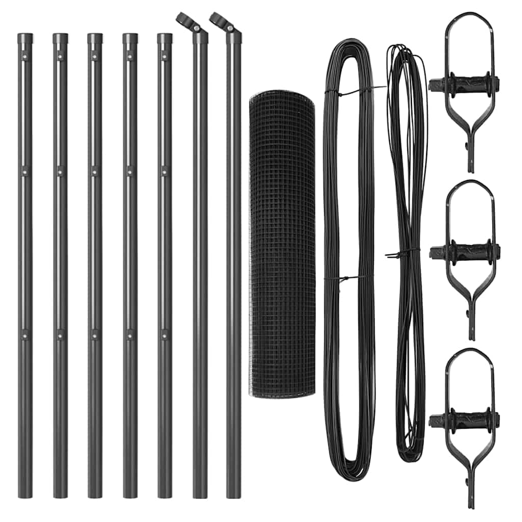 vidaXL Welded Wire Fence Ground Fix 10 x 0.4 m PVC-Coated Steel Grey 5