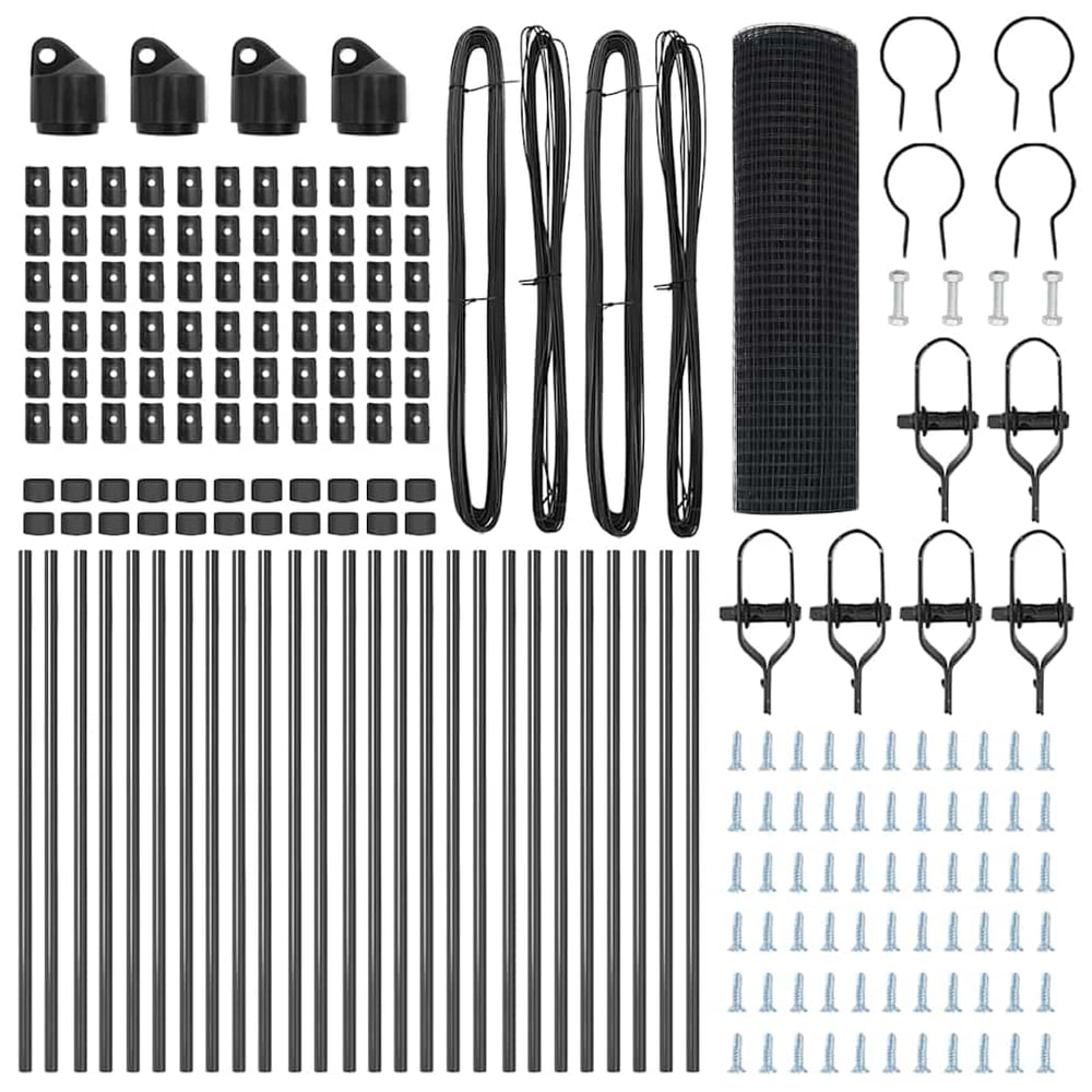 Welded Wire Fence Ground Fix PVC-Coated Steel Grey mesh Size