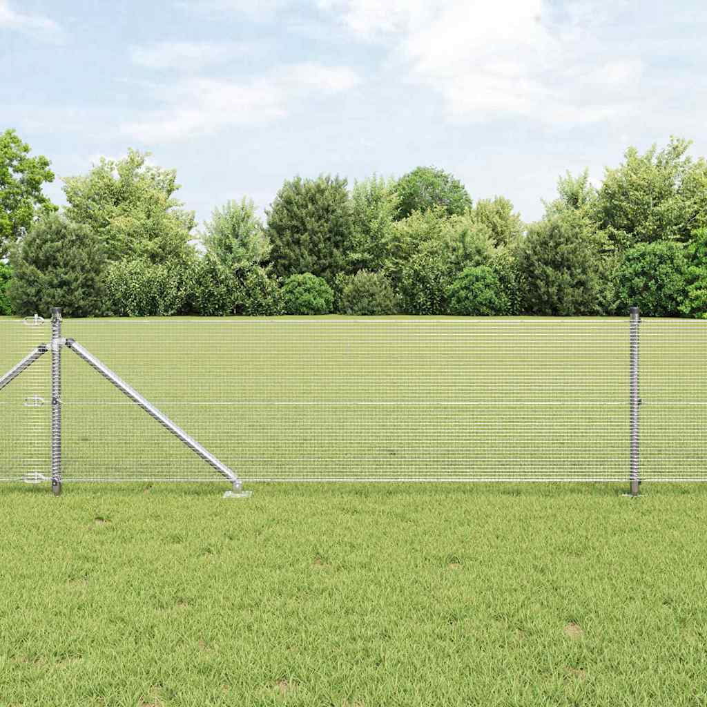 vidaXL Welded Wire Fence with Spikes 10 x 0.8 m Galvanised Steel Mesh 1