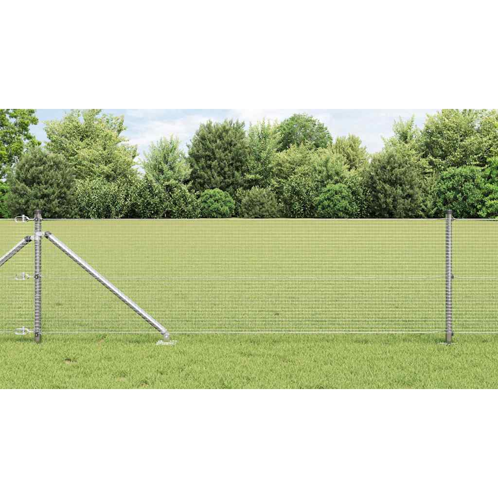 vidaXL Welded Wire Fence with Spikes 10 x 0.8 m Galvanised Steel Mesh 1