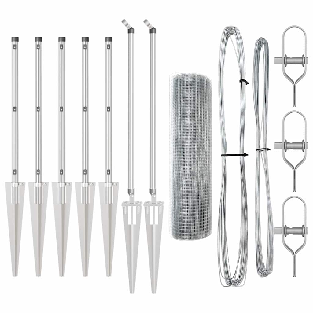 vidaXL Welded Wire Fence with Spikes 10 x 0.8 m Galvanised Steel Mesh 6