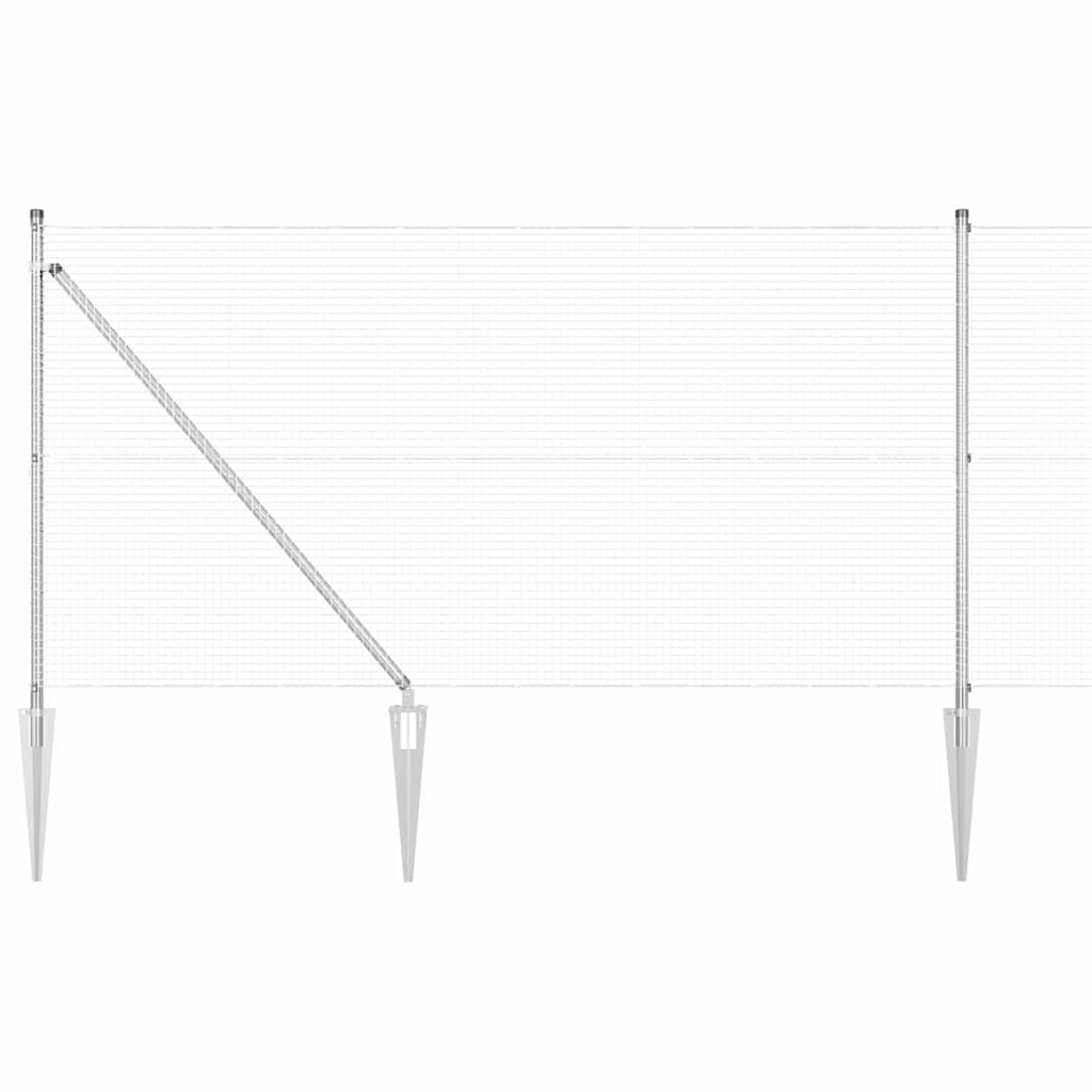 vidaXL Welded Wire Fence with Spikes 10 x 0.8 m Galvanised Steel Mesh 2