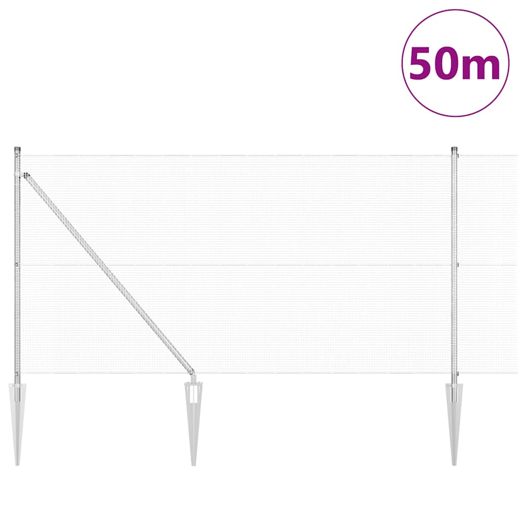 Welded Wire Fence with Spikes 50 x 0.4 m Galvanised Steel mesh Size 12 x 12 mm mesh 1 m