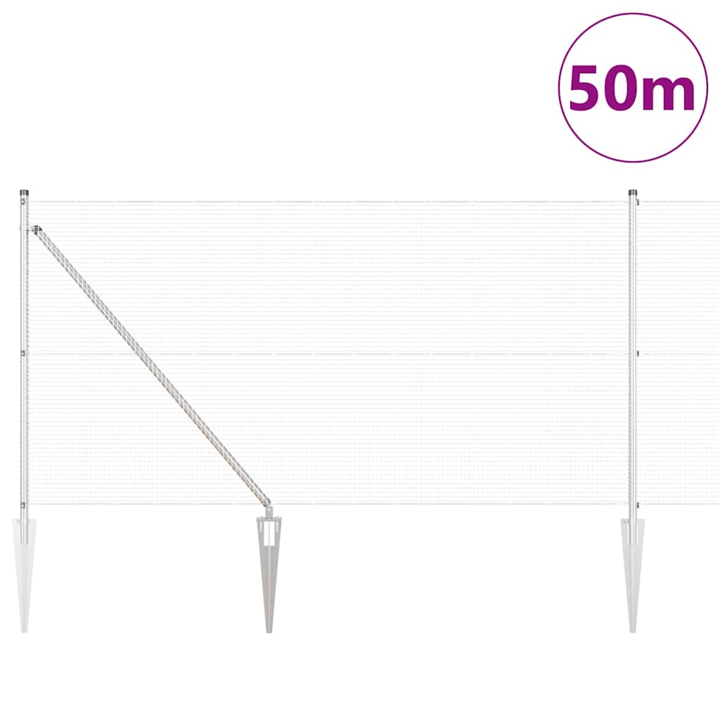Welded Wire Fence with Spikes 50 x 0.4 m Galvanised Steel mesh Size 16 x 16 mm mesh 1 m