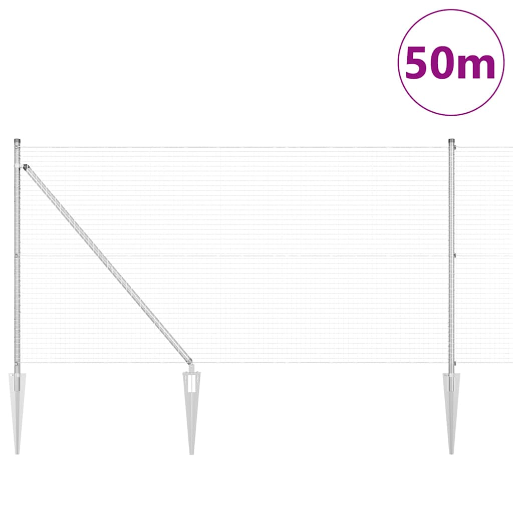 Welded Wire Fence with Spikes 50 x 0.4 m Galvanised Steel mesh Size 25 x 25 mm mesh 1 m