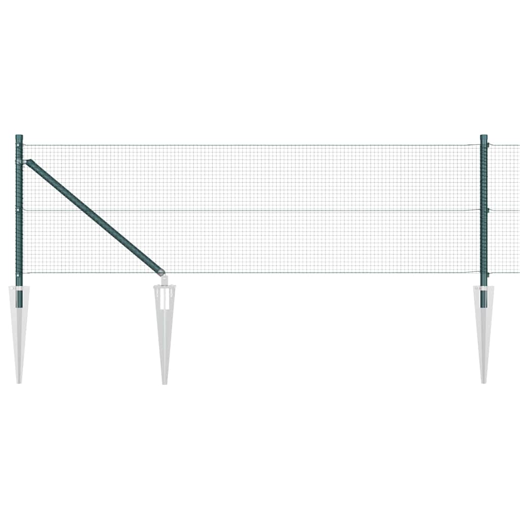 vidaXL Welded Wire Fence with Spikes 10 x 0.8 m PVC-coated Steel Green 2
