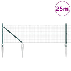 Welded Wire Fence with Spikes 25 x 1 m PVC-coated Steel Green mesh Size 19 x 19 mm mesh 0.4 m