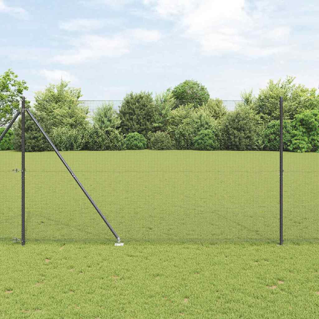 Welded Wire Fence with Spikes 10 x 1 m PVC-coated Steel Grey mesh Size 16 x 16 mm mesh 1.5 m