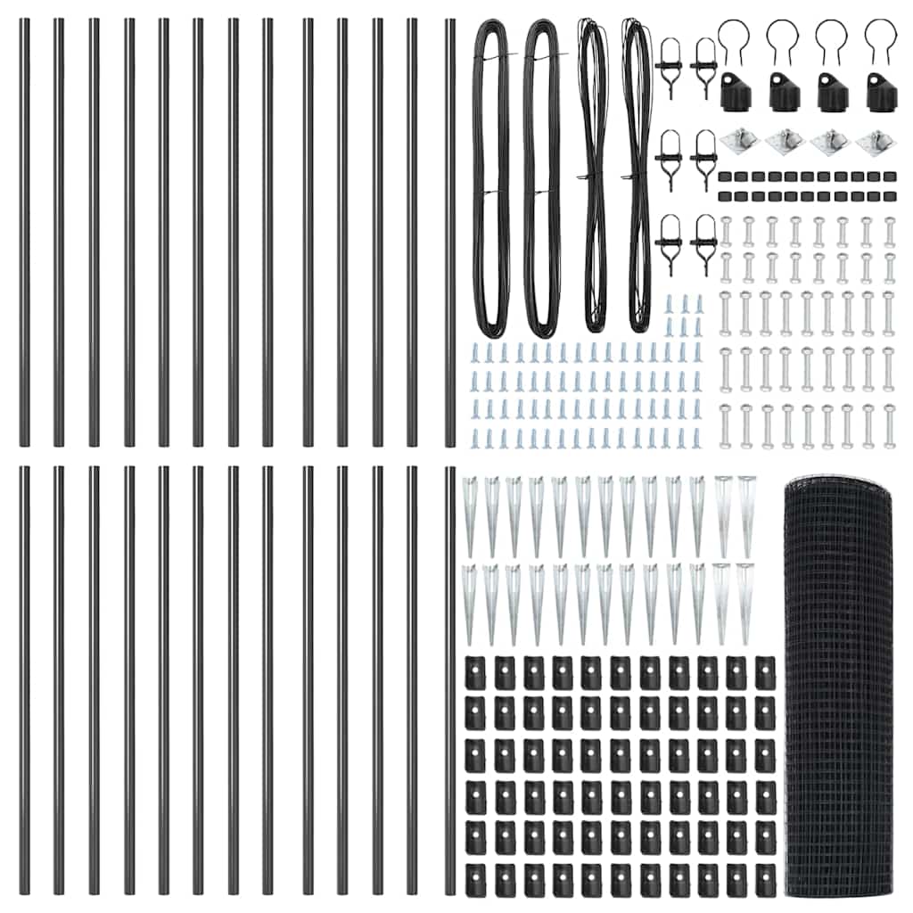 Welded Wire Fence Spikes PVC-coated Steel Grey mesh Size