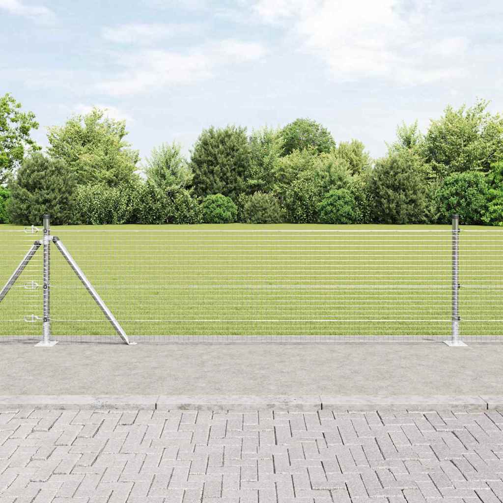 vidaXL Welded Wire Fence with Concrete Base 10 x 0.4 m Silver Mesh 1