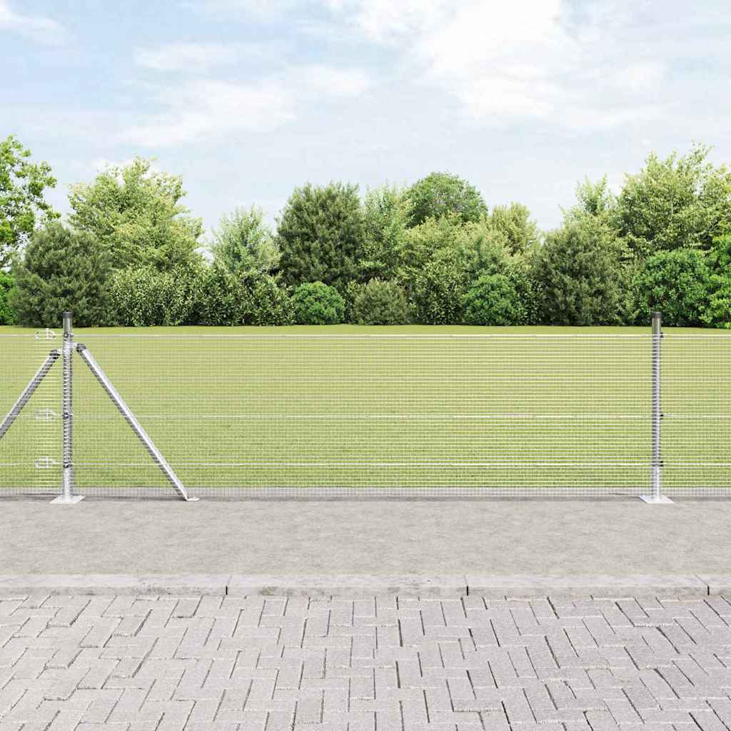 vidaXL Welded Wire Fence with Concrete Base 10 x 0.5 m Silver Mesh 1