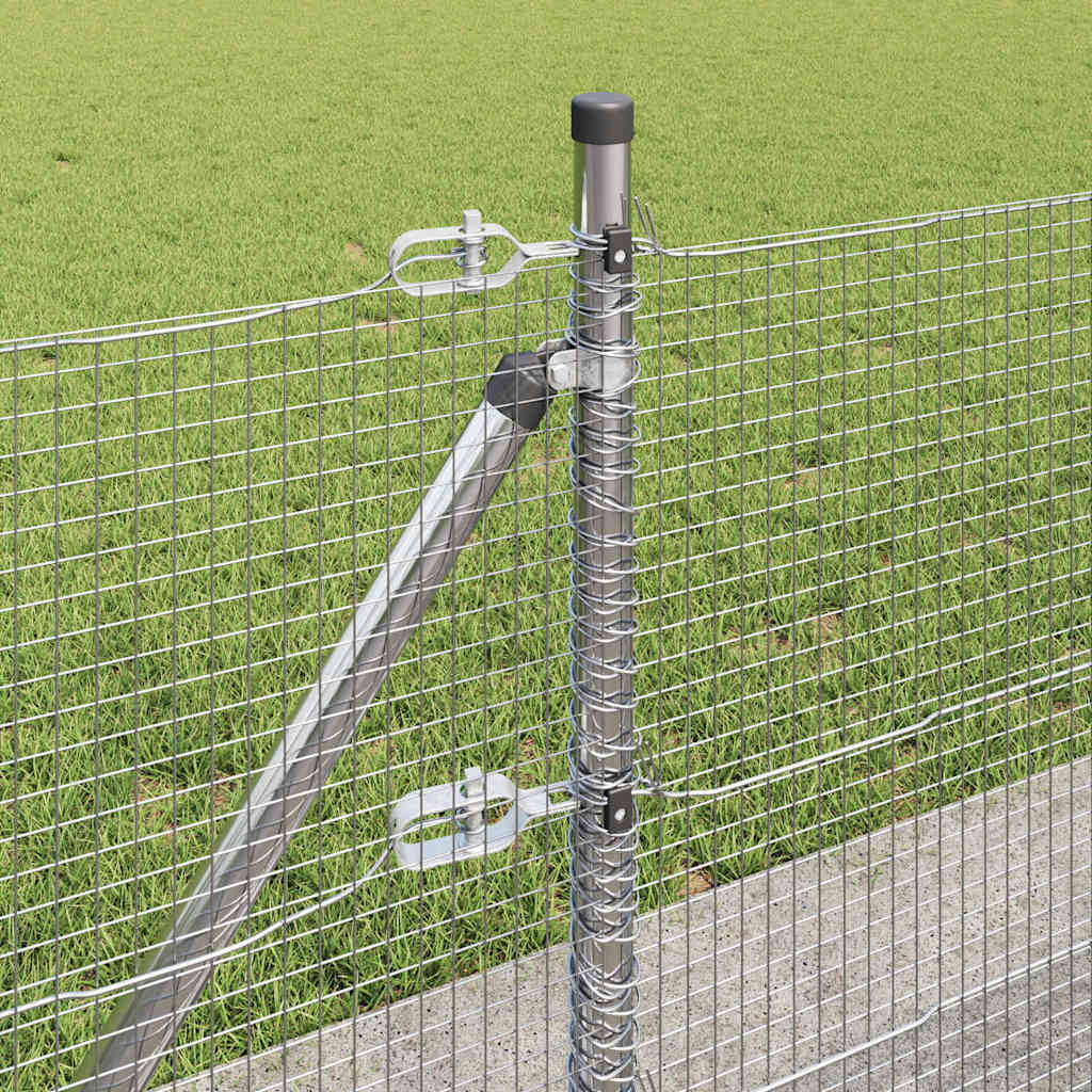 vidaXL Welded Wire Fence with Concrete Base 10 x 0.5 m Silver Mesh 5
