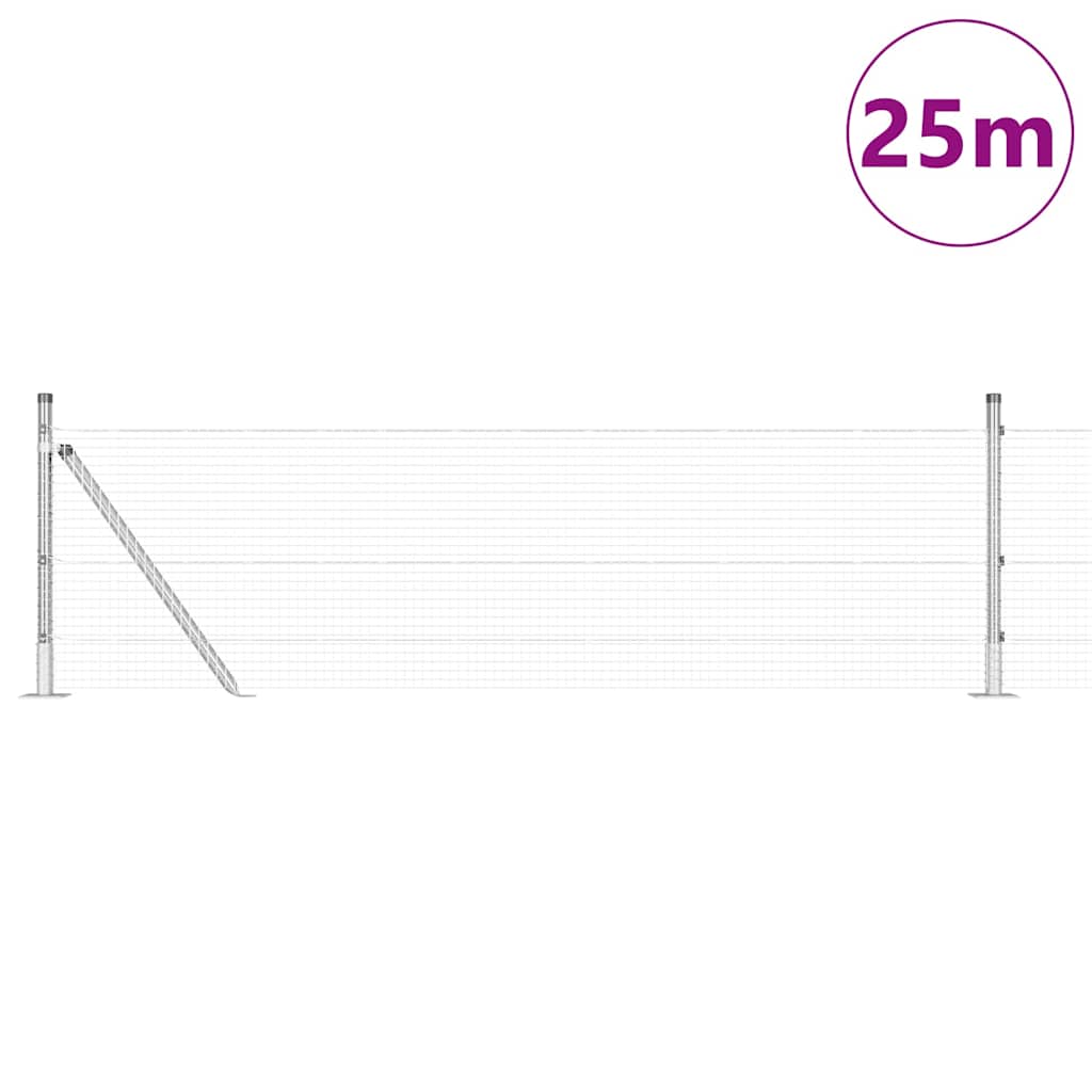 vidaXL Welded Wire Fence with Concrete Base 25 x 0.4 m Silver Mesh 3