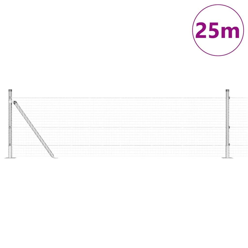 vidaXL Welded Wire Fence with Concrete Base 25 x 0.4 m Silver Mesh 3