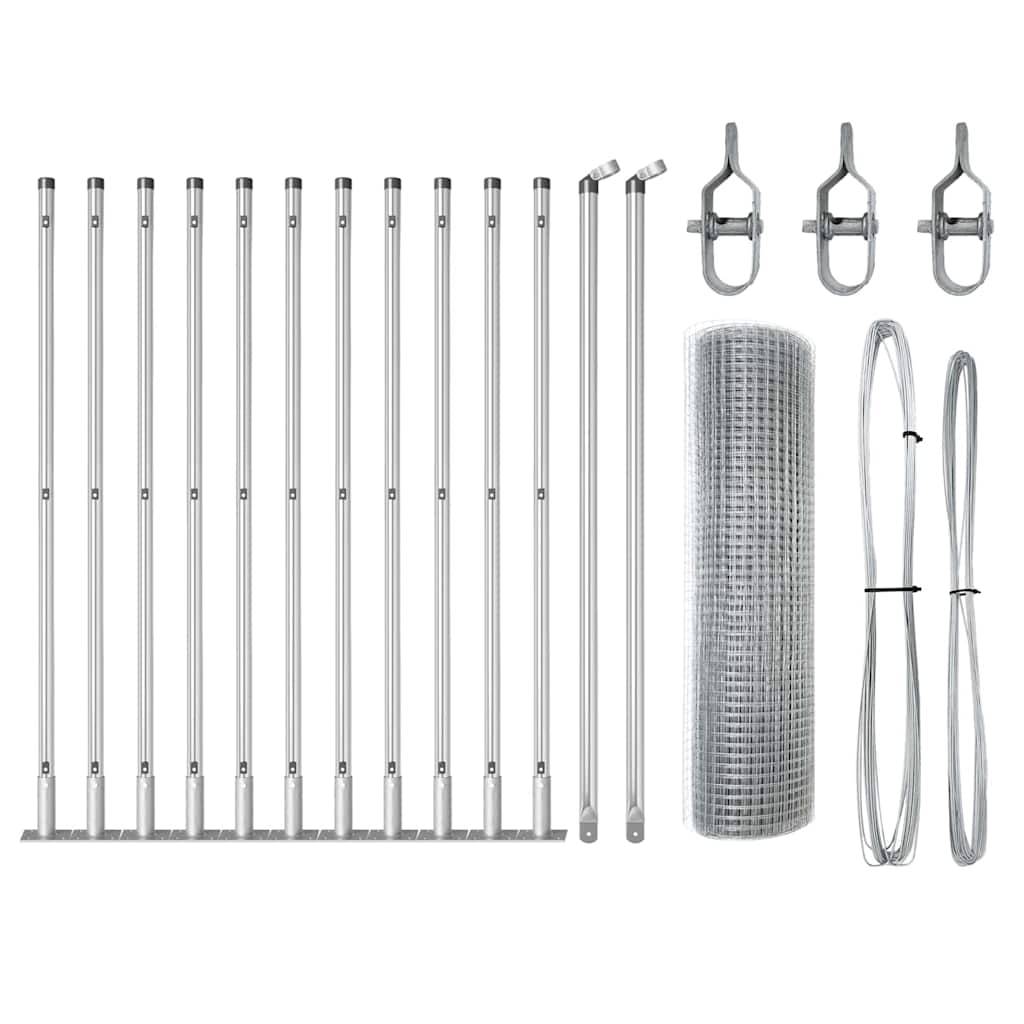 vidaXL Welded Wire Fence with Concrete Base 25 x 0.6 m Silver Mesh 2