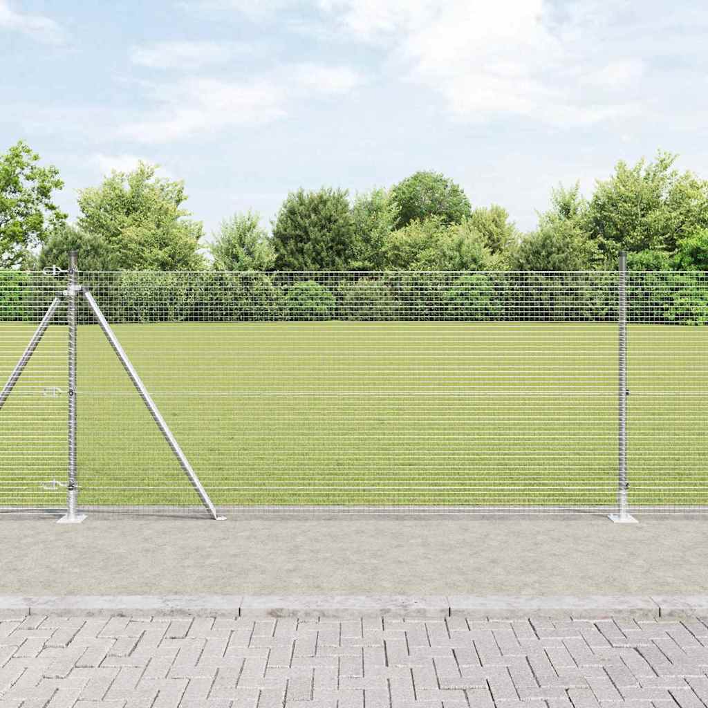 vidaXL Welded Wire Fence with Concrete Base 25 x 1 m Galvanised Steel mesh Size 19 x 19 mm mesh