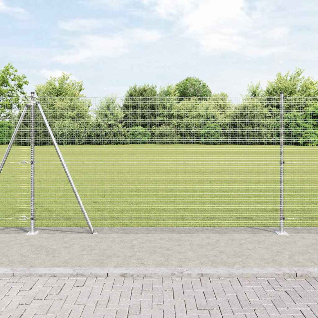 vidaXL Welded Wire Fence with Concrete Base 25 x 1 m Galvanised Steel mesh Size 19 x 19 mm mesh