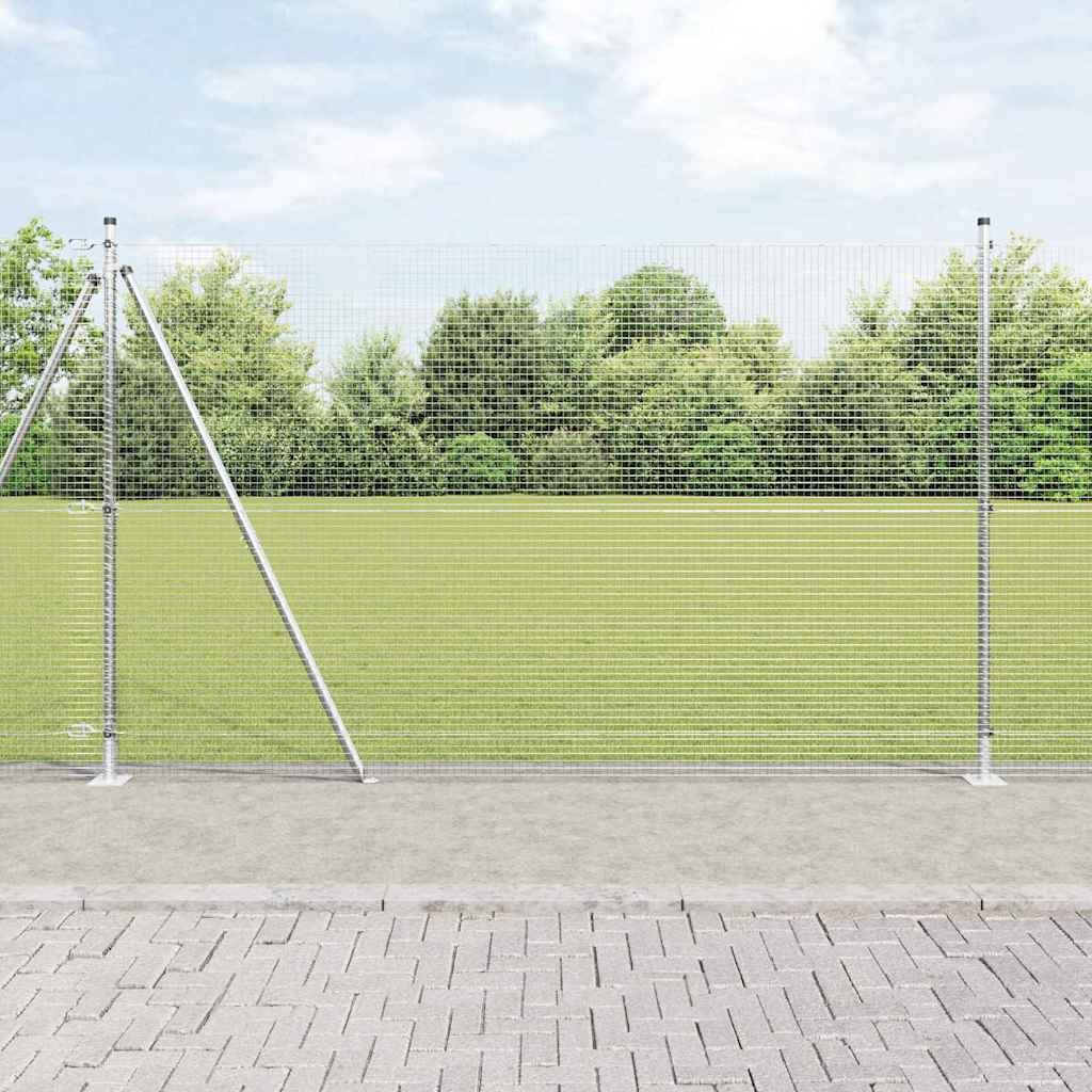 vidaXL Welded Wire Fence with Concrete Base 25 x 1 m Galvanised Steel mesh Size 19 x 19 mm mesh