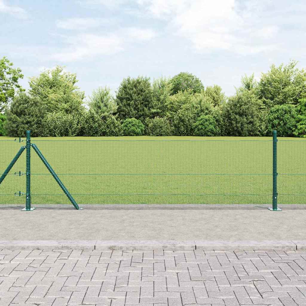 vidaXL Welded Wire Fence with Concrete Base 10 x 0.4 m Green Mesh 1