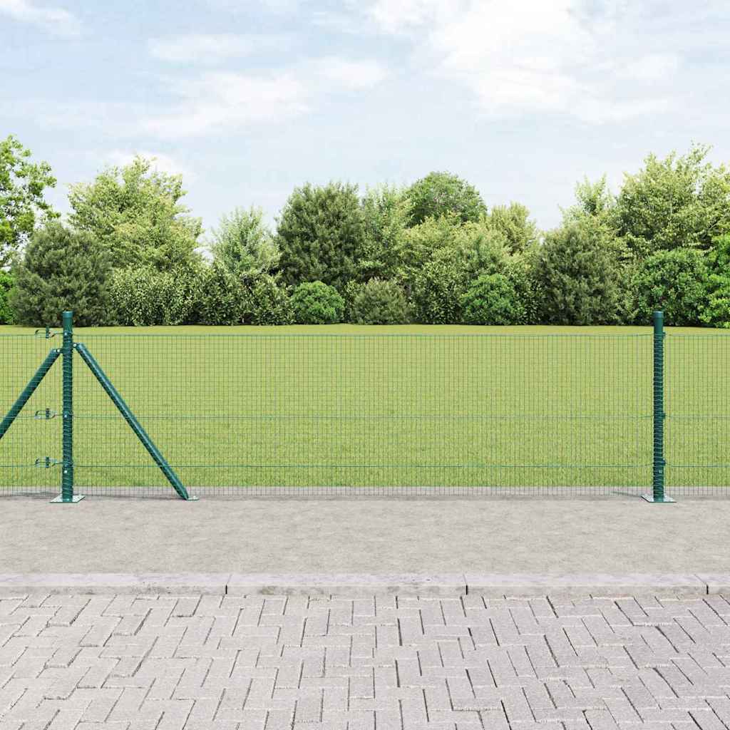 vidaXL Welded Wire Fence with Concrete Base 10 x 0.4 m Green Mesh 1
