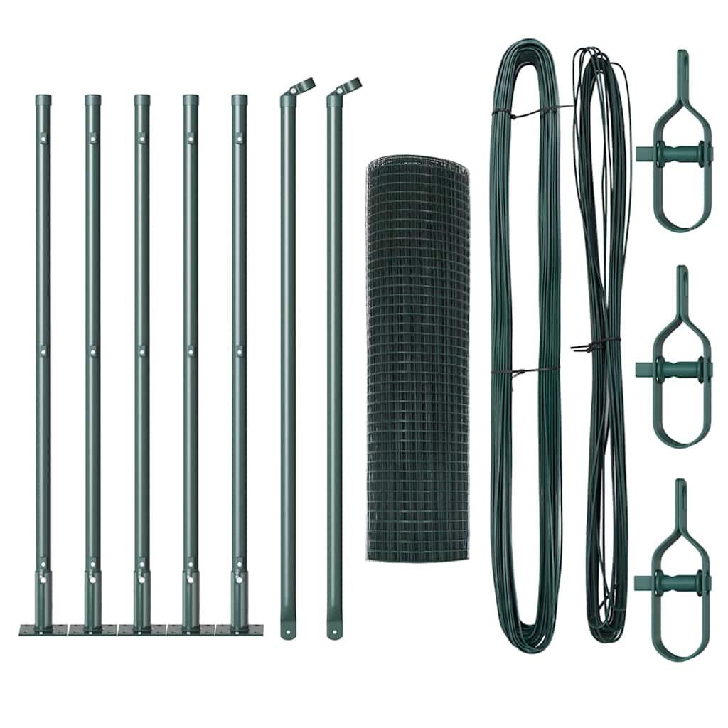 vidaXL Welded Wire Fence with Concrete Base 10 x 0.4 m Green Mesh 2